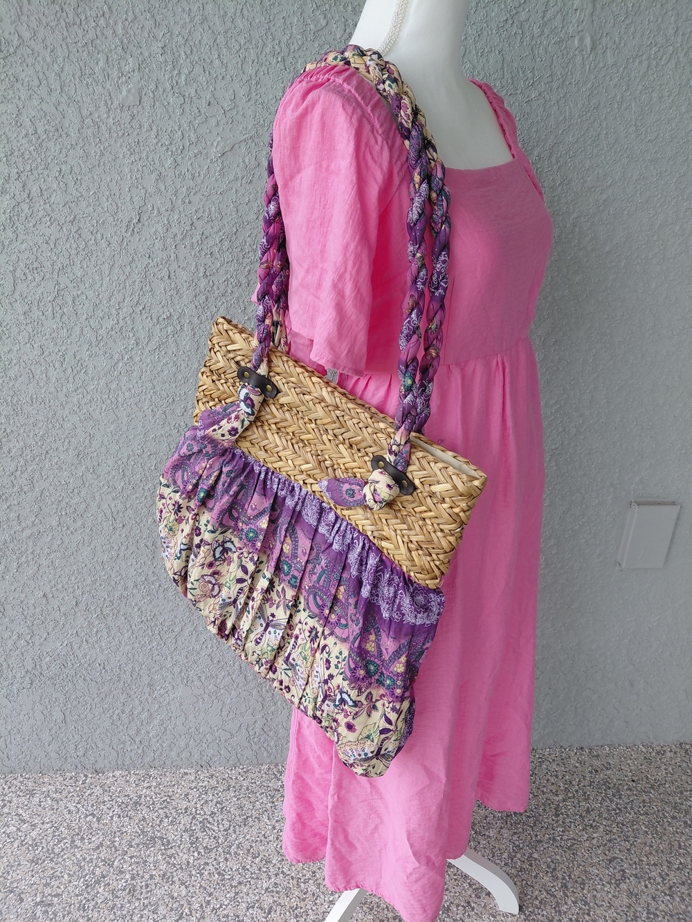 Cappelli Straworld Woven Straw Boho Tote Butterfly Floral Beach Bag